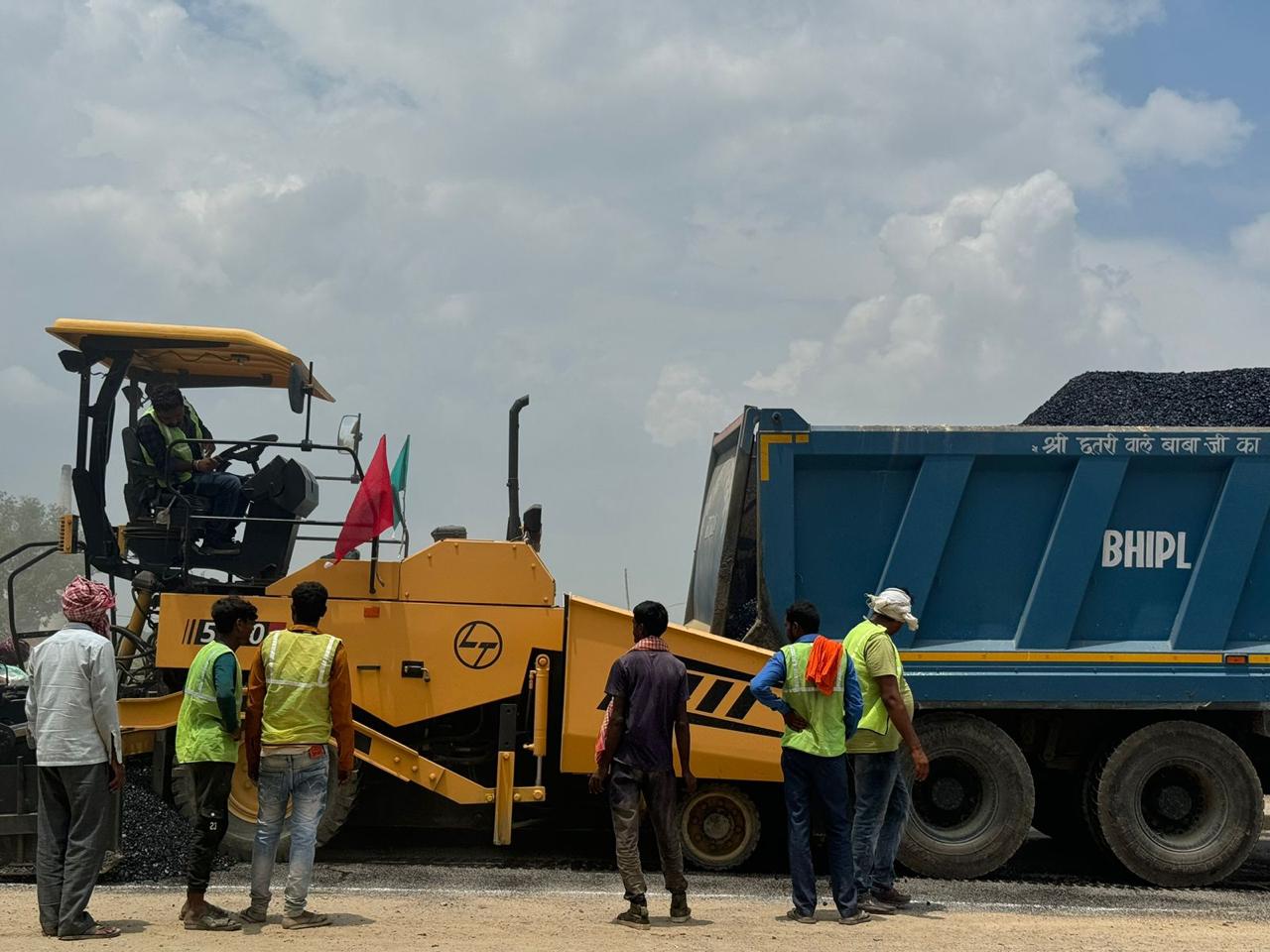 Aerial view of highway construction by Bansal Highway Infratech